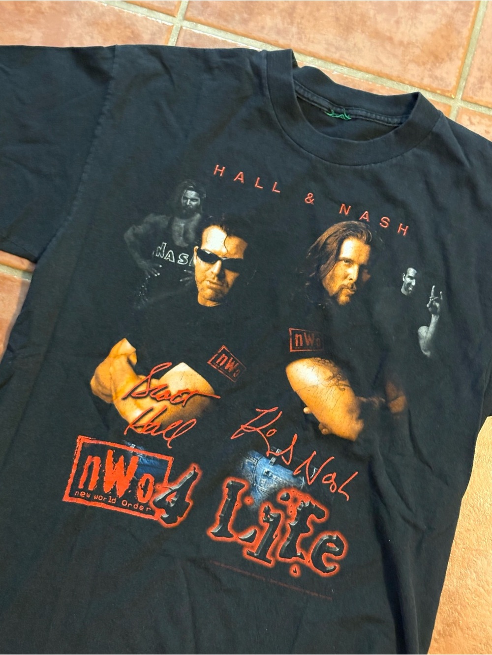 Vintage Wrestling T-Shirt Mens XL WCW Scott Hall & Kevin Nash nWo 4Life Black
